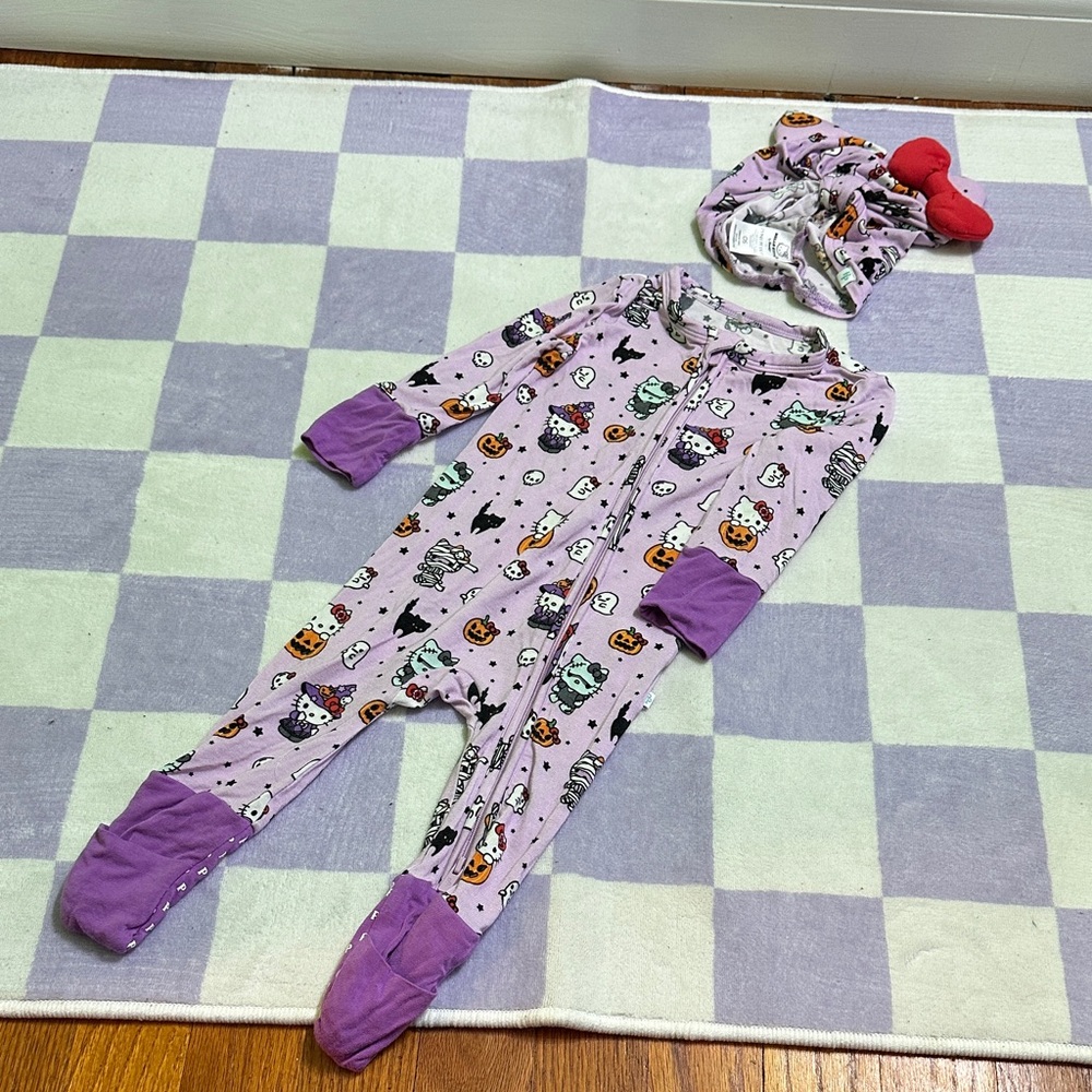 Posh Peanut Purple hello kitty Halloween  Print Footie
